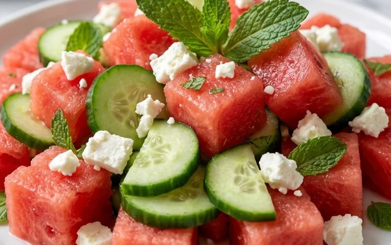 Watermelon Salad with Cucumber and Feta