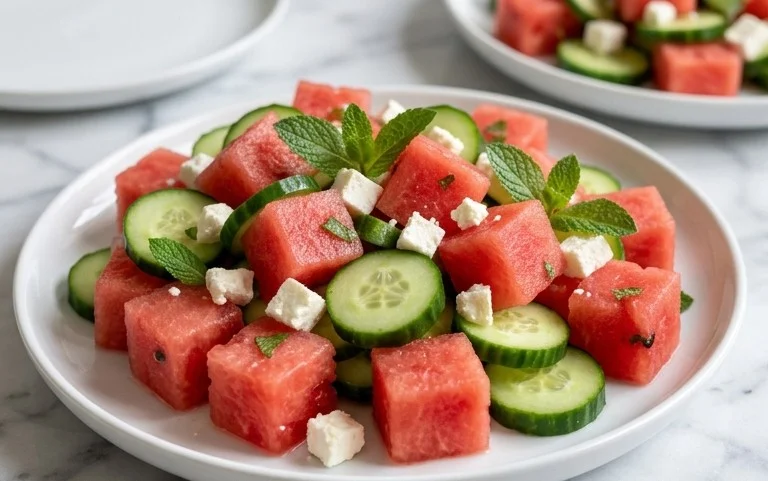 Watermelon Salad with Cucumber and Feta